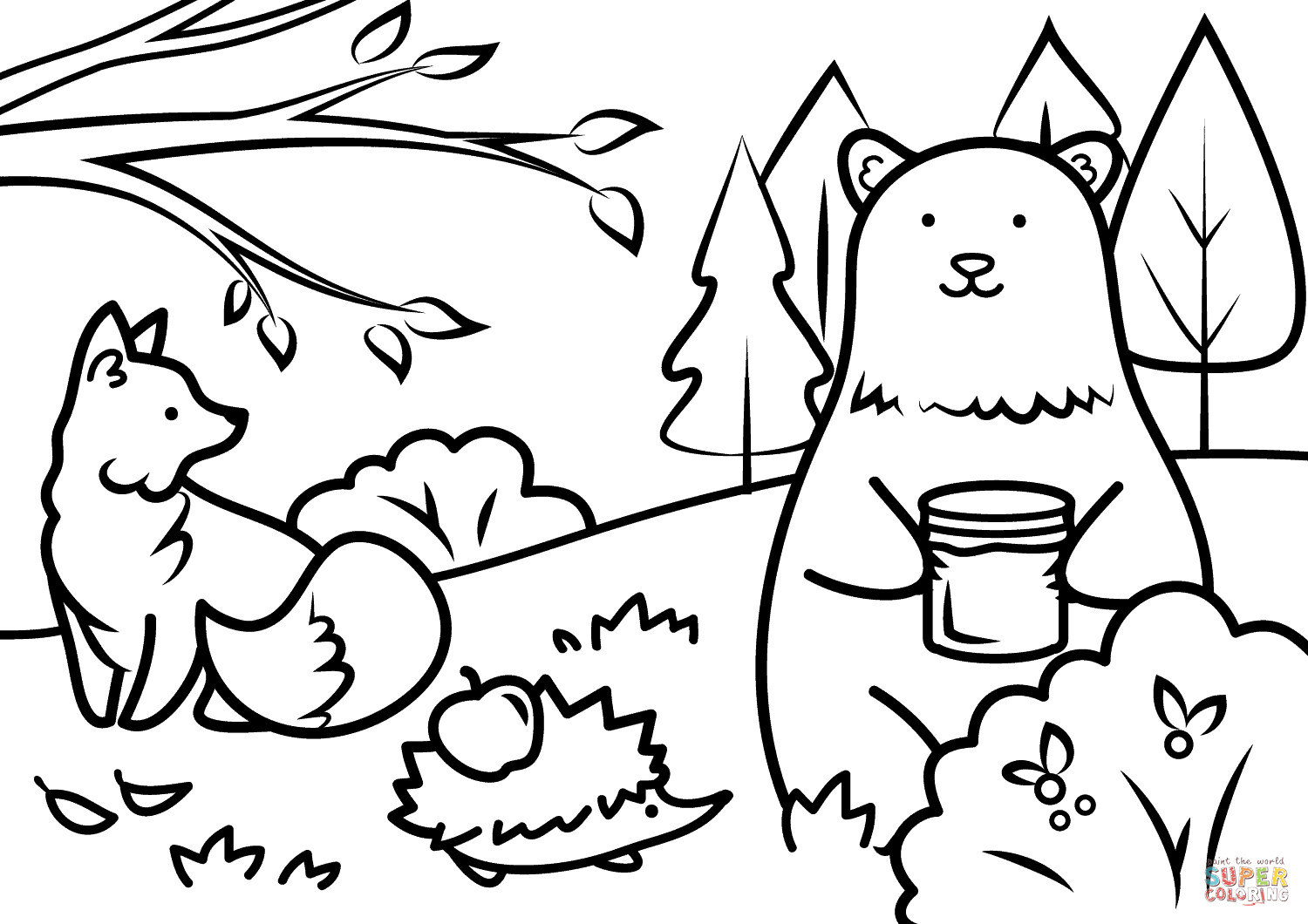 Kids Coloring Pages Fall
 Autumn Animals coloring page
