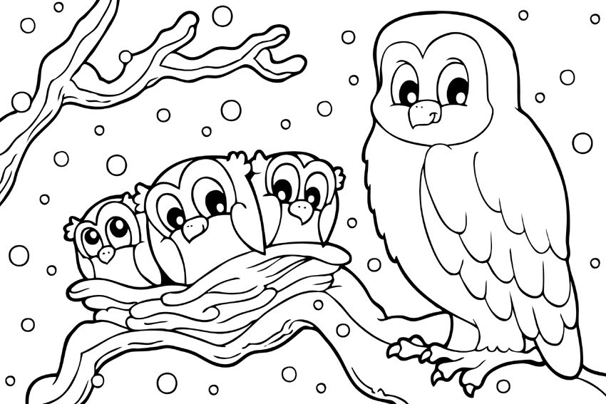 Kids Coloring Pages Winter
 Animals In Winter Printable Worksheets Sketch Coloring Page