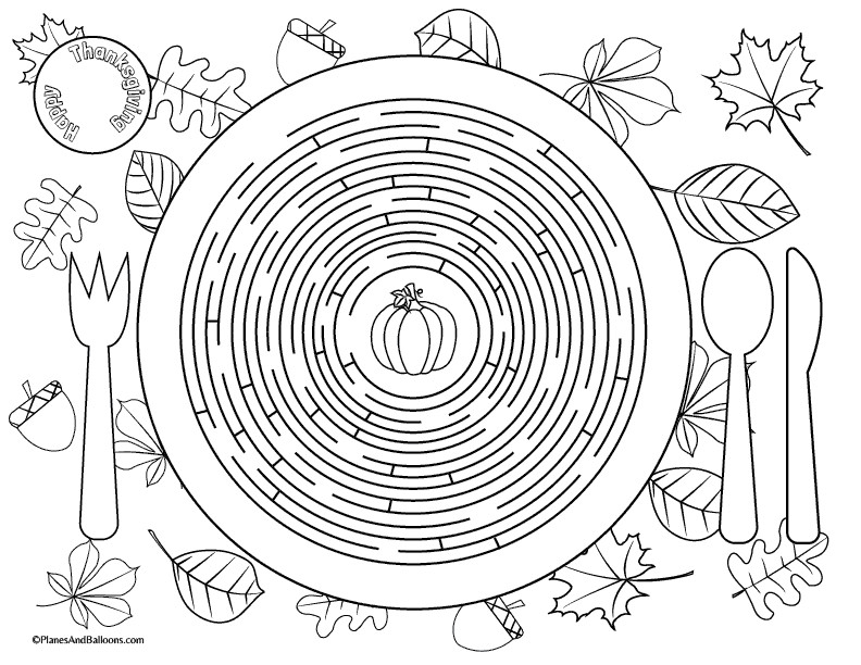 Kids Coloring Placemats
 Printable Thanksgiving placemats for kids to solve and color