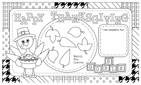 Kids Coloring Placemats
 6 of Free Printable Thanksgiving Coloring Placemats