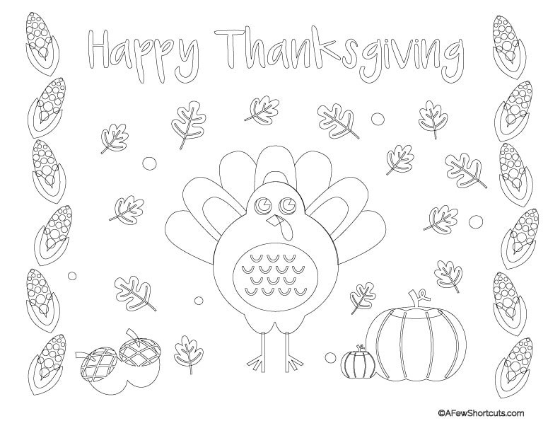 Kids Coloring Placemats
 Printable Thanksgiving Coloring Page Placemat for Kids A