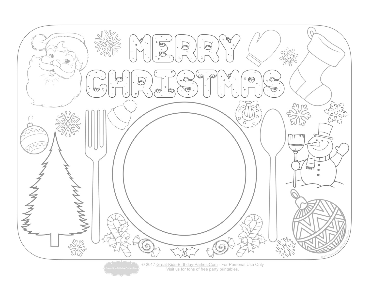 Kids Coloring Placemats
 Christmas Coloring Pages