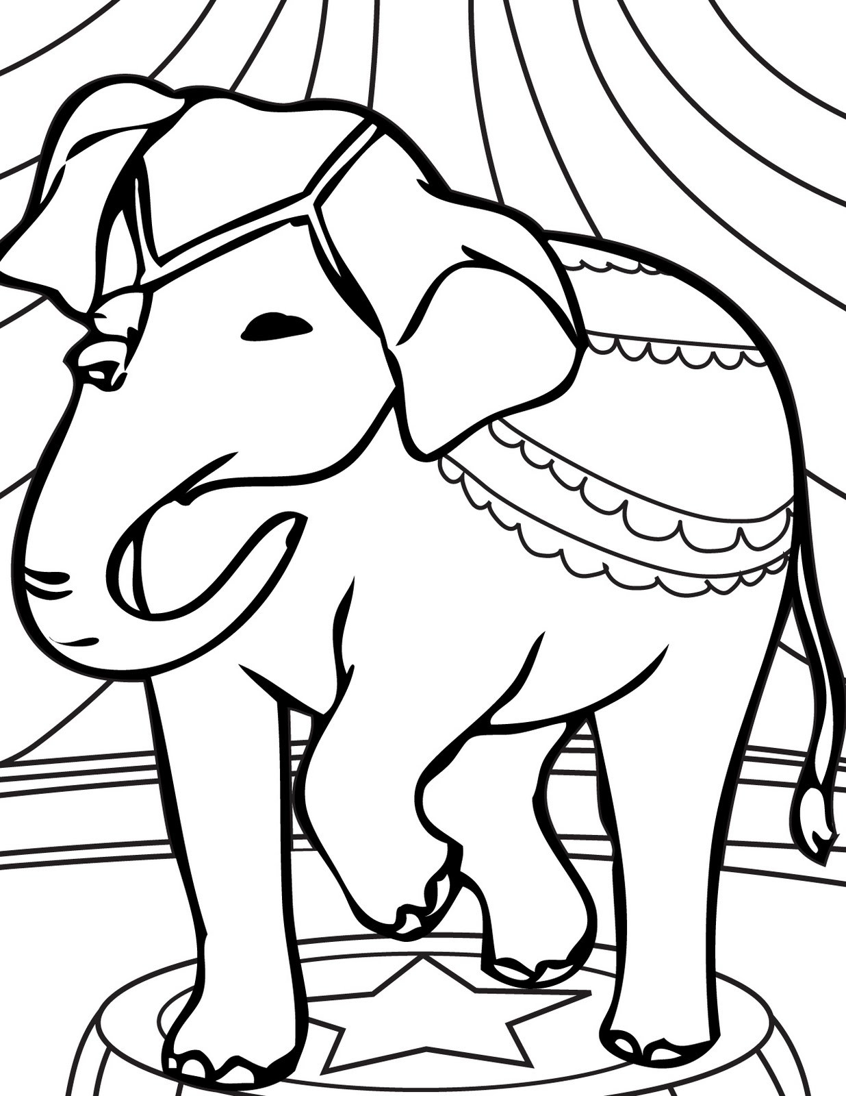 Kids Coloring Sheet
 transmissionpress Circus Elephant Coloring Pages