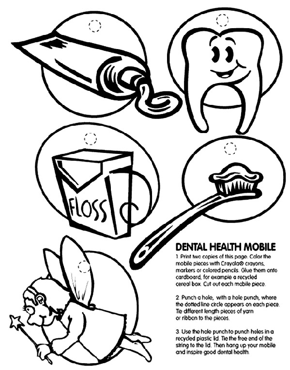 Kids Dental Coloring Pages
 Dental Health Mobile Coloring Page