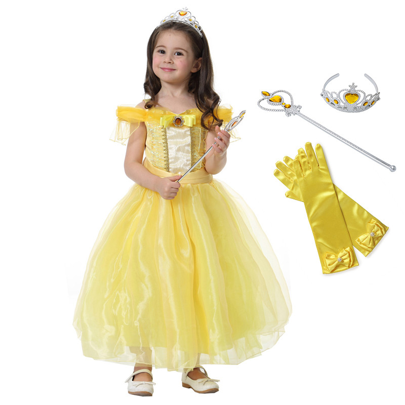 Kids Dress Up Party
 Little Girl Cosplay Princess Belle Dress Beauty and The