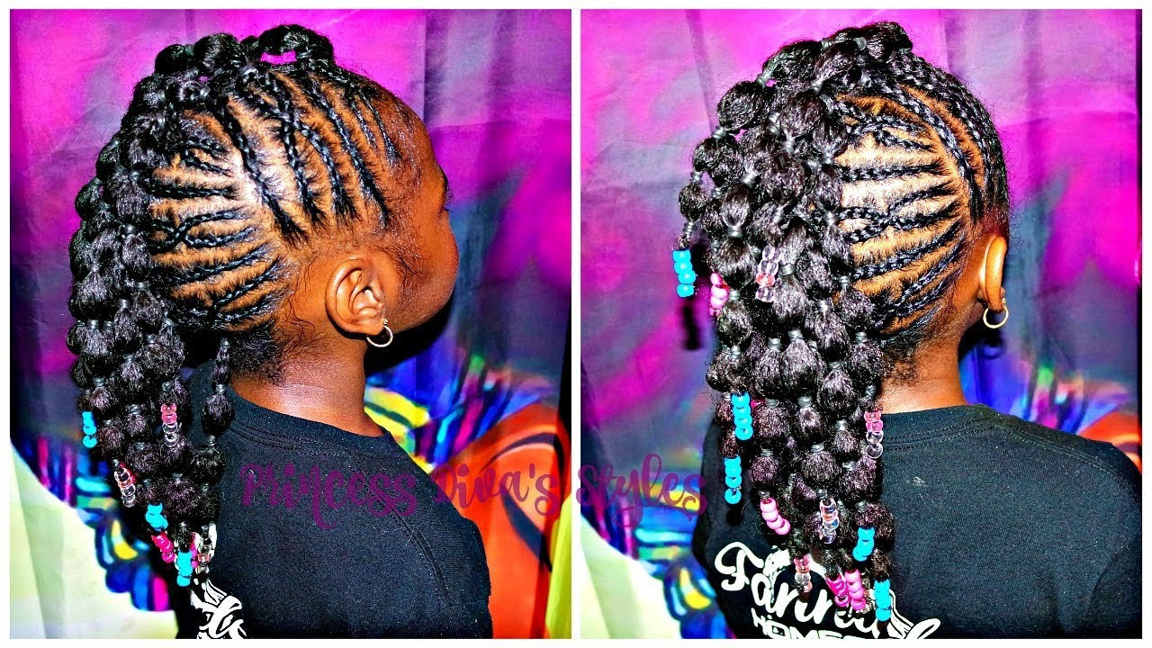 Kids Hairstyles With Beads
 Braided Up Mohawk With bubble Ponies
