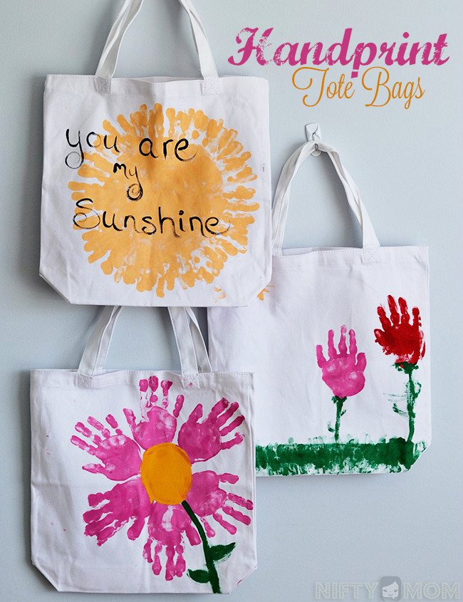 Kids Handprint Gifts
 Mother s Day Gift Idea Hand Print Tote Bags