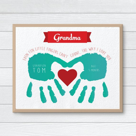 Kids Handprint Gifts
 Personalized Gift for Grandmother CUSTOM Handprint Art