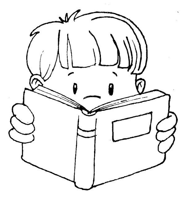Kids Reading Coloring Pages
 Cute clip art of kids reading