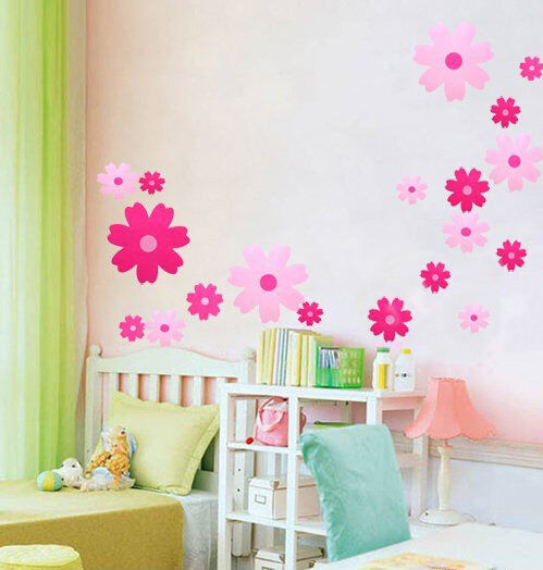 Kids Room Wall Decor
 Pink Flowers Wall Stickers Girl Kids Room Nursery Decor