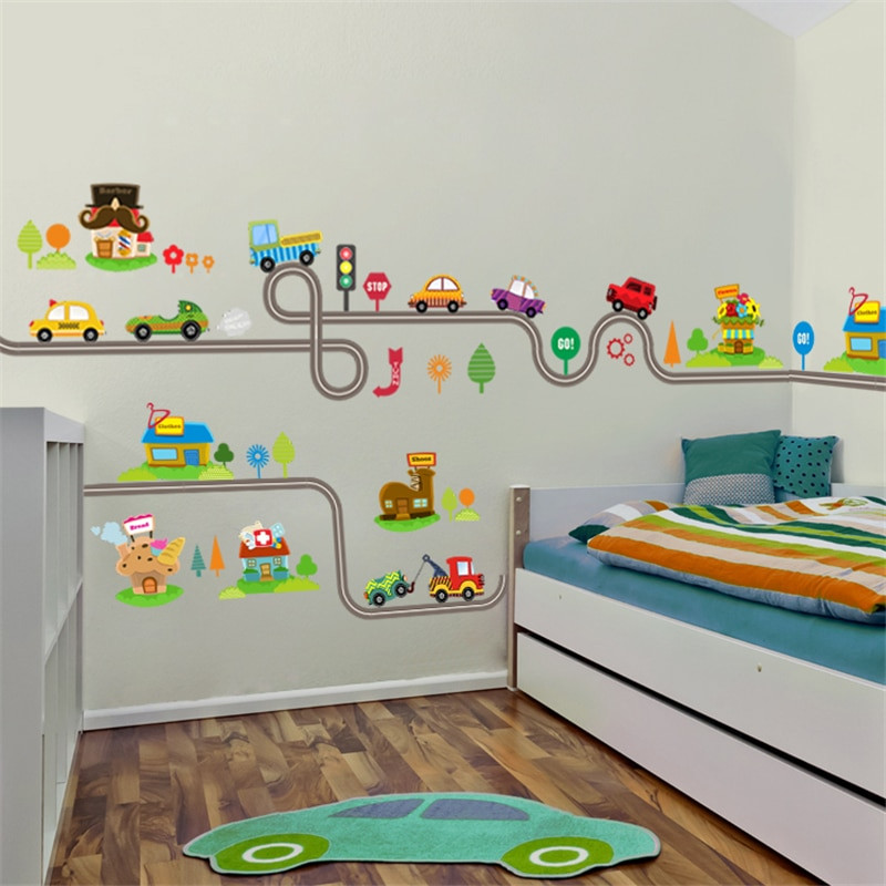 Kids Room Wall Decor
 highway cars wall stickers for kids baby nursery children