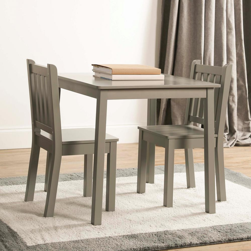 Kids Table And Bench Set
 Tot Tutors 3 Piece Grey Kids Table and Chair Set