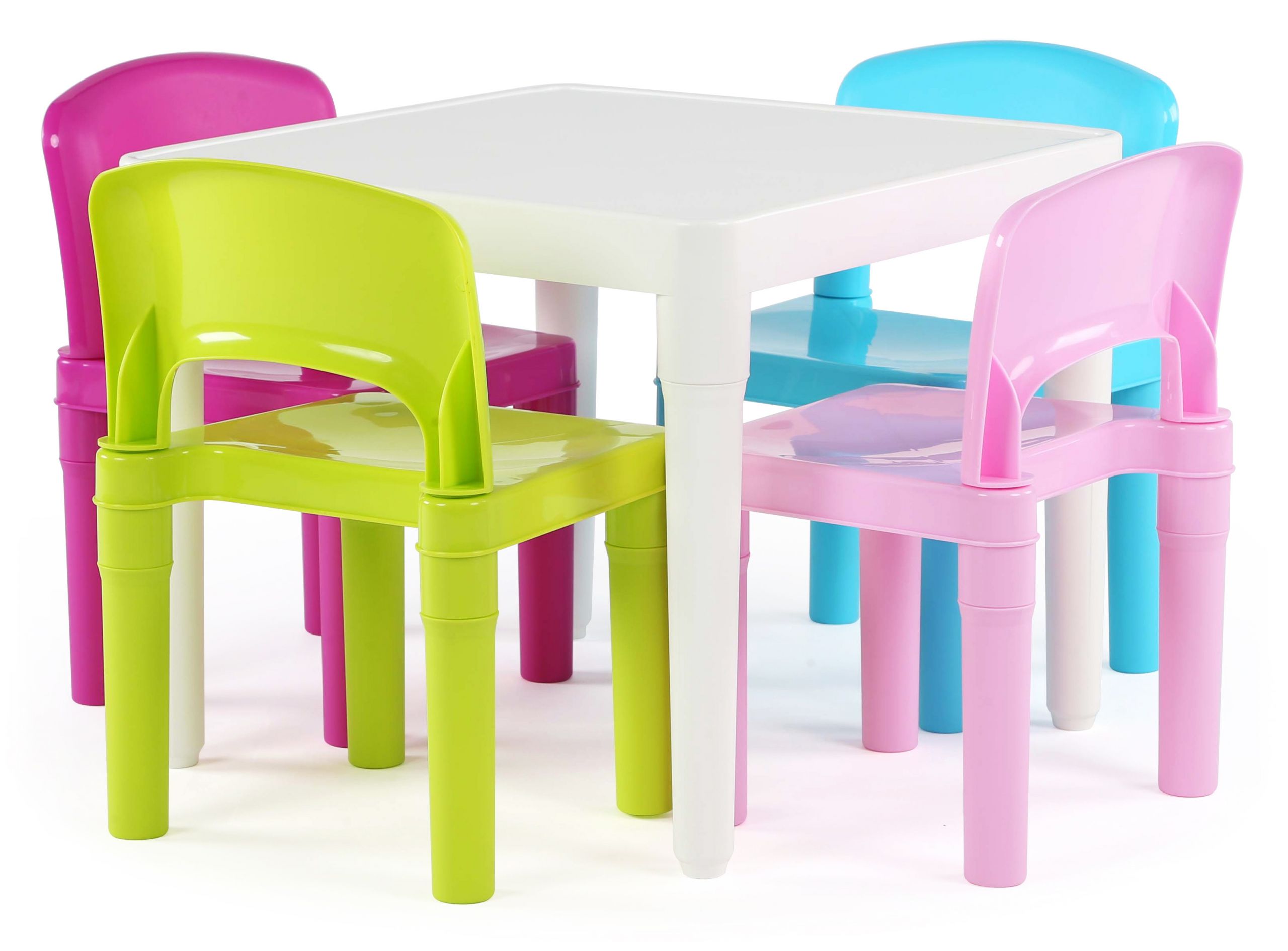 Kids Table And Bench Set
 Tot Tutors Kids Plastic Table and 4 Chairs Set Bright Colors
