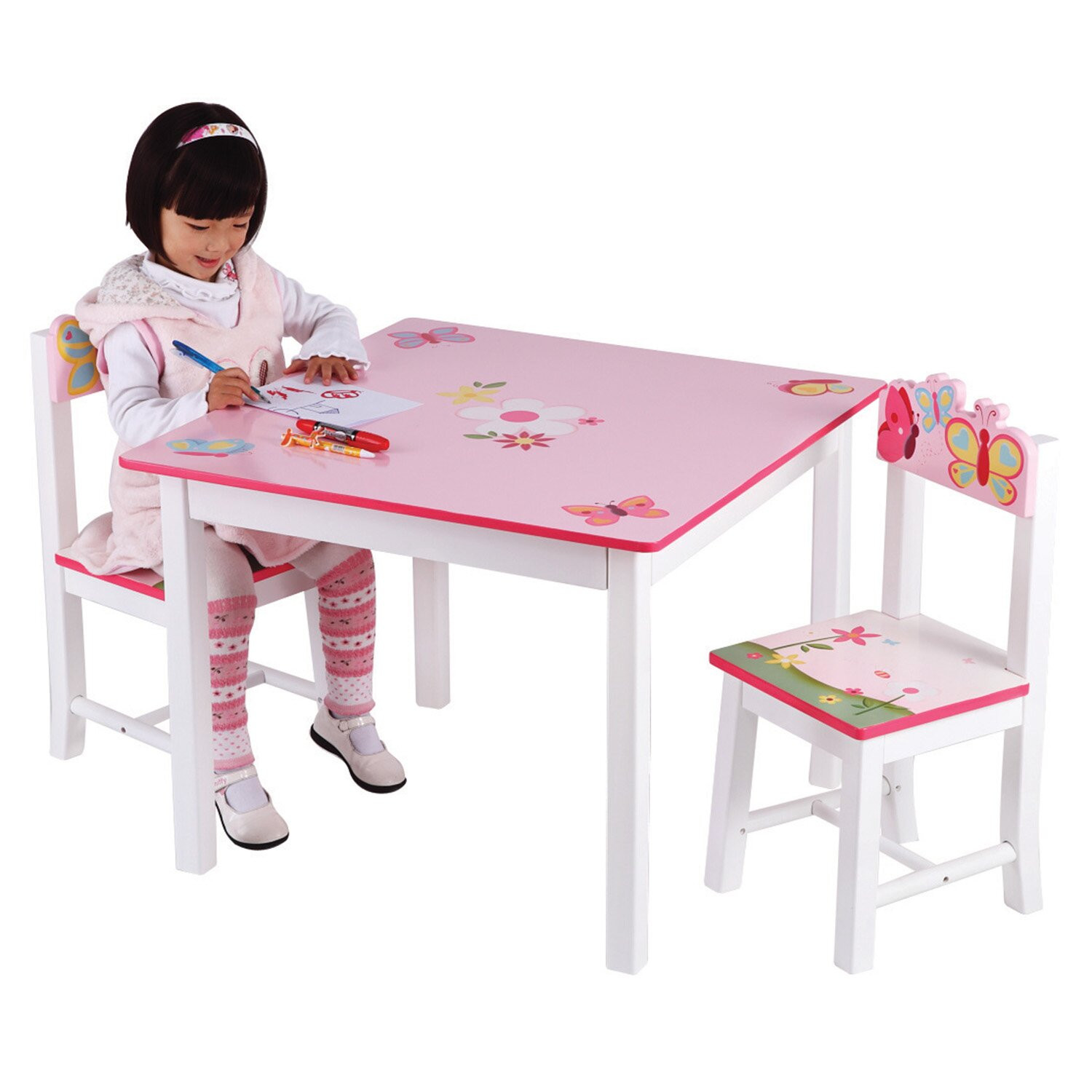 Kids Table And Bench Set
 Guidecraft Butterfly Bud s Kids 3 Piece Table and Chairs