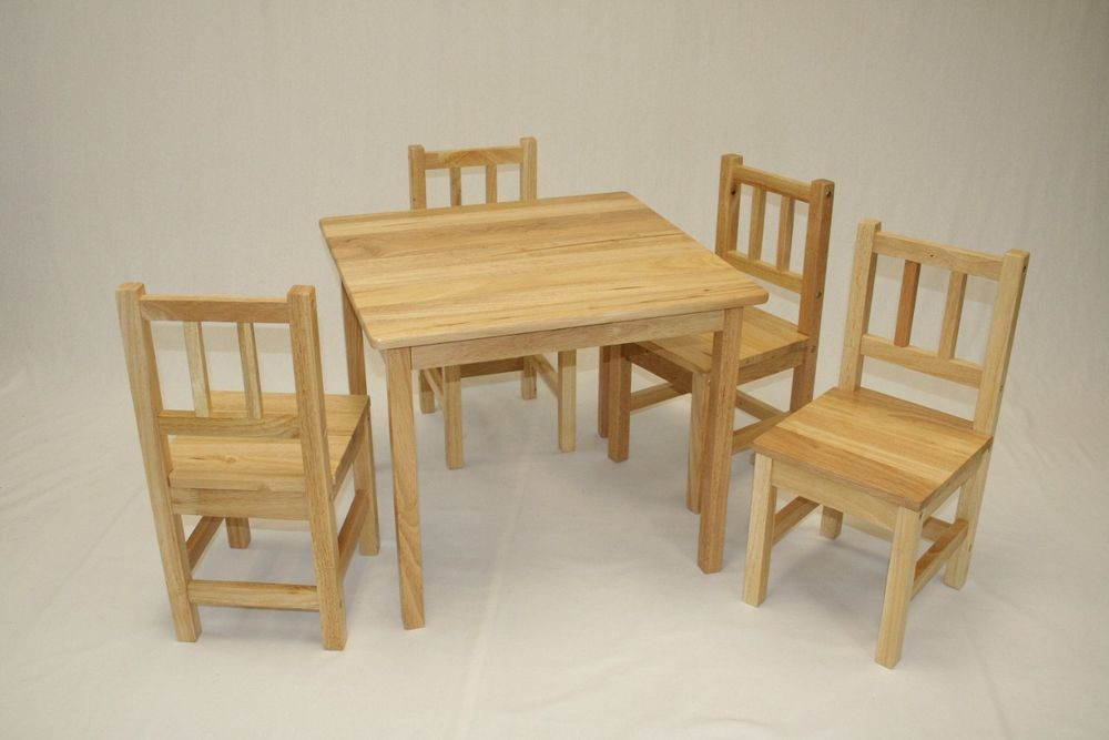 Kids Table And Bench Set
 Kids Table and 4 Chairs 5pcs Set in Natual