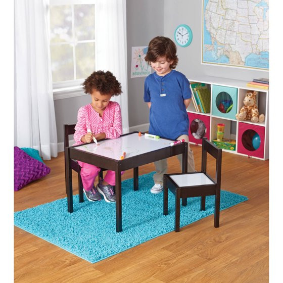 Kids Table And Bench Set
 3 Piece Children s Table and Chairs Espresso Walmart