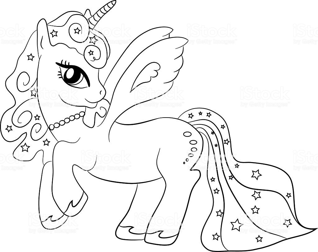Kids Unicorn Coloring Pages
 Unicorn Coloring Page For Kids Stock Illustration
