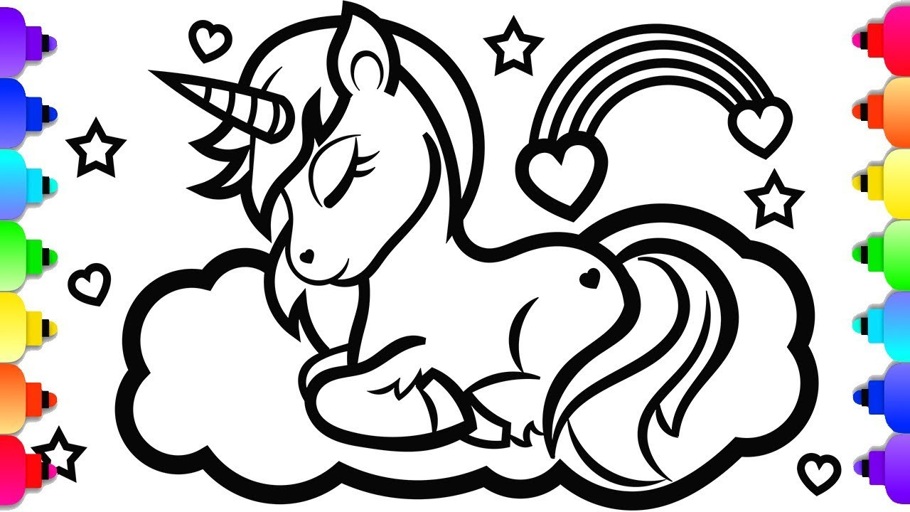 Kids Unicorn Coloring Pages
 GLITTER Unicorn Coloring and Drawing 💜💙💚💛💗 GLITTER Unicorn