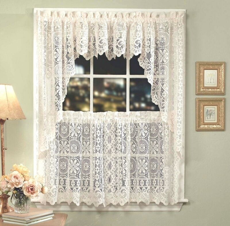 Kitchen Curtains Swags
 Hopewell Lace Kitchen Curtain White or Cream Tiers