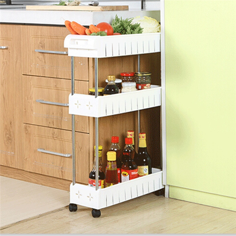 Kitchen Storage Shelves
 Removable Storage Rack Shelf with Wheels Bathroom Kitchen