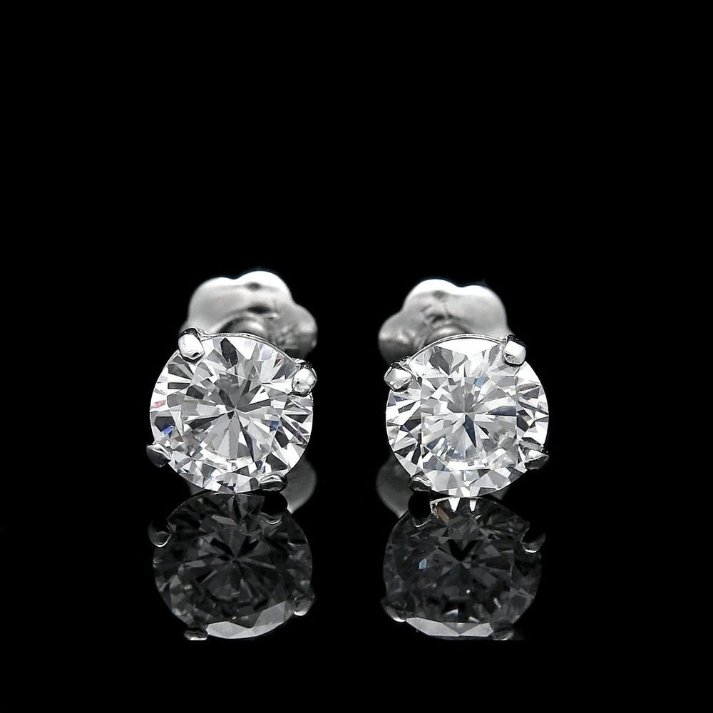 Kohl's Diamond Stud Earrings
 REAL 14K WHITE GOLD 1CT BRILLIANT CREATED DIAMOND EARRINGS