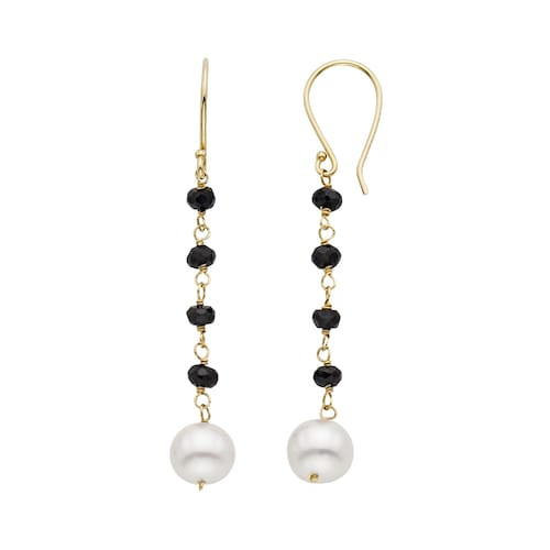 Kohls Pearl Earrings
 Freshwater Cultured Pearl & Black Spinel 14k Gold Linear