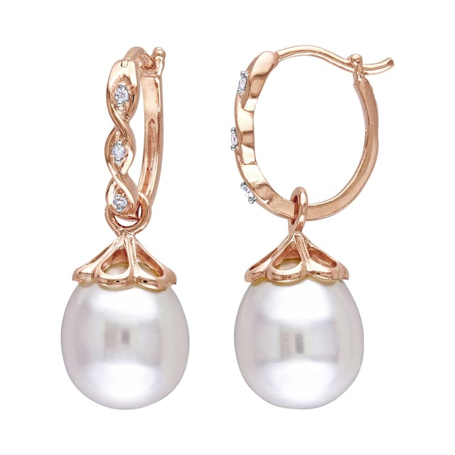 Kohls Pearl Earrings
 10k Rose Gold Freshwater Cultured Pearl and Diamond Accent