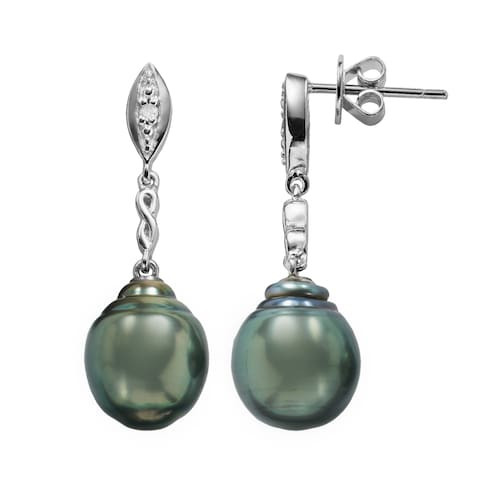 Kohls Pearl Earrings
 Sterling Silver Tahitian Cultured Pearl & Diamond Accent