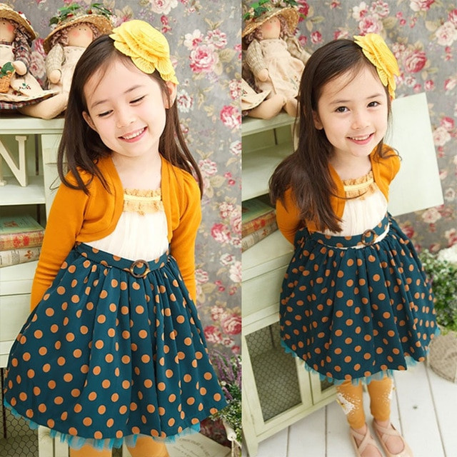 Korean Kids Fashion
 Children Clothing 2014 Baby Girls Dress Korean Style Dot