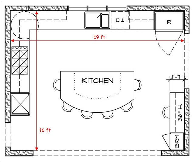 L Shaped Kitchen Floor Plans
 L Shaped Kitchen Floor Plans With Island And Some Stool
