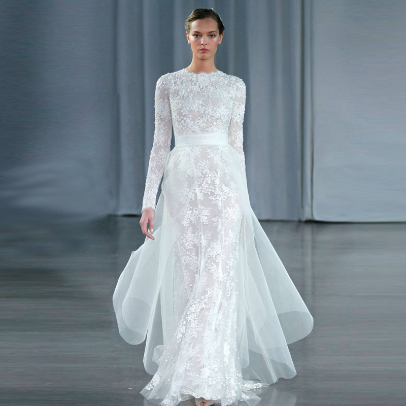 Lace Designer Wedding Gowns
 Sale Custom Made 2015 Designer Lace Modest Wedding