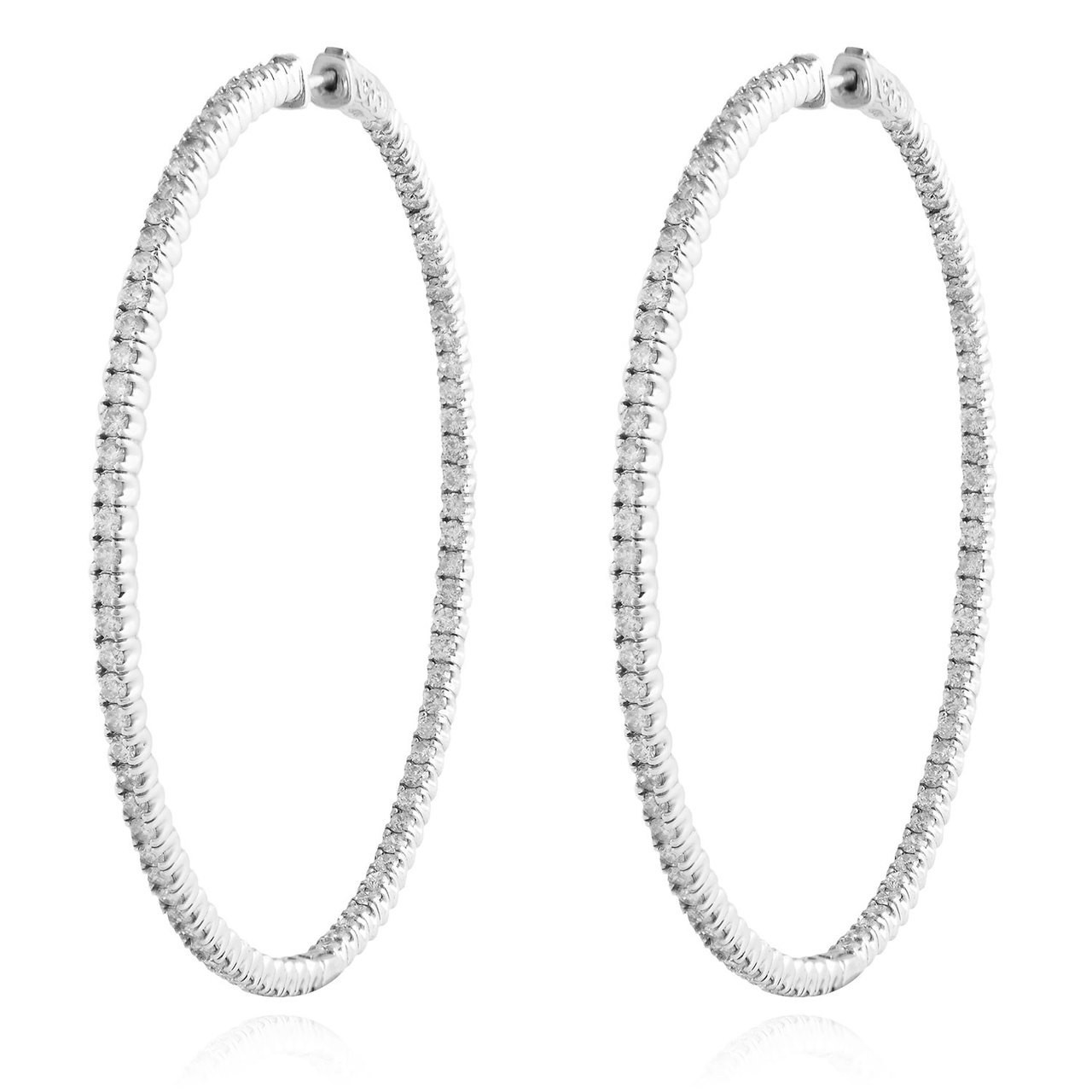 Large Diamond Hoop Earrings
 14K White Gold 4 95ct Diamond Hoop Earrings Shyne