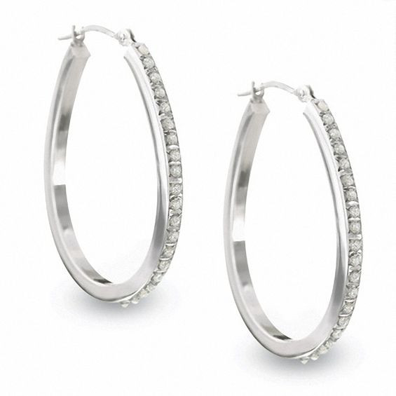 Large Diamond Hoop Earrings
 Diamond Fascination™ U Hoop Earrings in 14K White