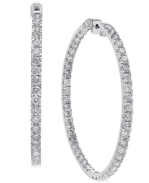 Large Diamond Hoop Earrings
 Macy s Diamond Inside & Out Hoop Earrings 10 ct t