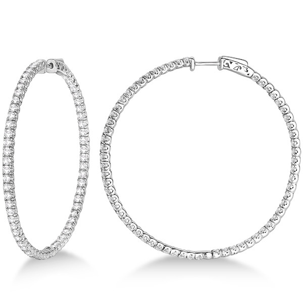 Large Diamond Hoop Earrings
 X Round Diamond Hoop Earrings 14k White Gold 5 15ct
