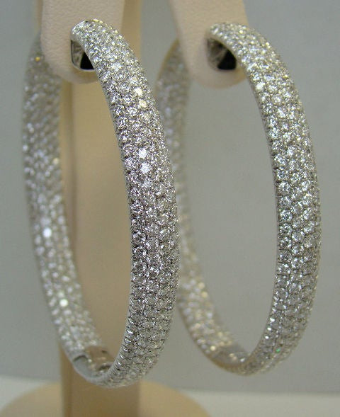 Large Diamond Hoop Earrings
 Diamond Hoop Earrings w Unique Diamond Display at