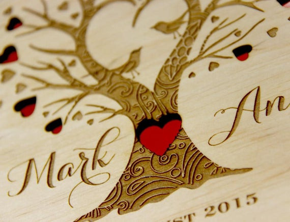 Laser Cut Wedding Guest Book
 Wooden Wedding Guest Book Laser Cut Tree Heart Guestbook