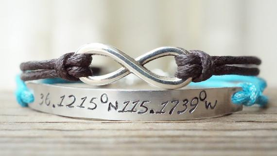 Latitude And Longitude Bracelet
 Longitude Latitude Bracelet with Infinity Charm by Jimcreation