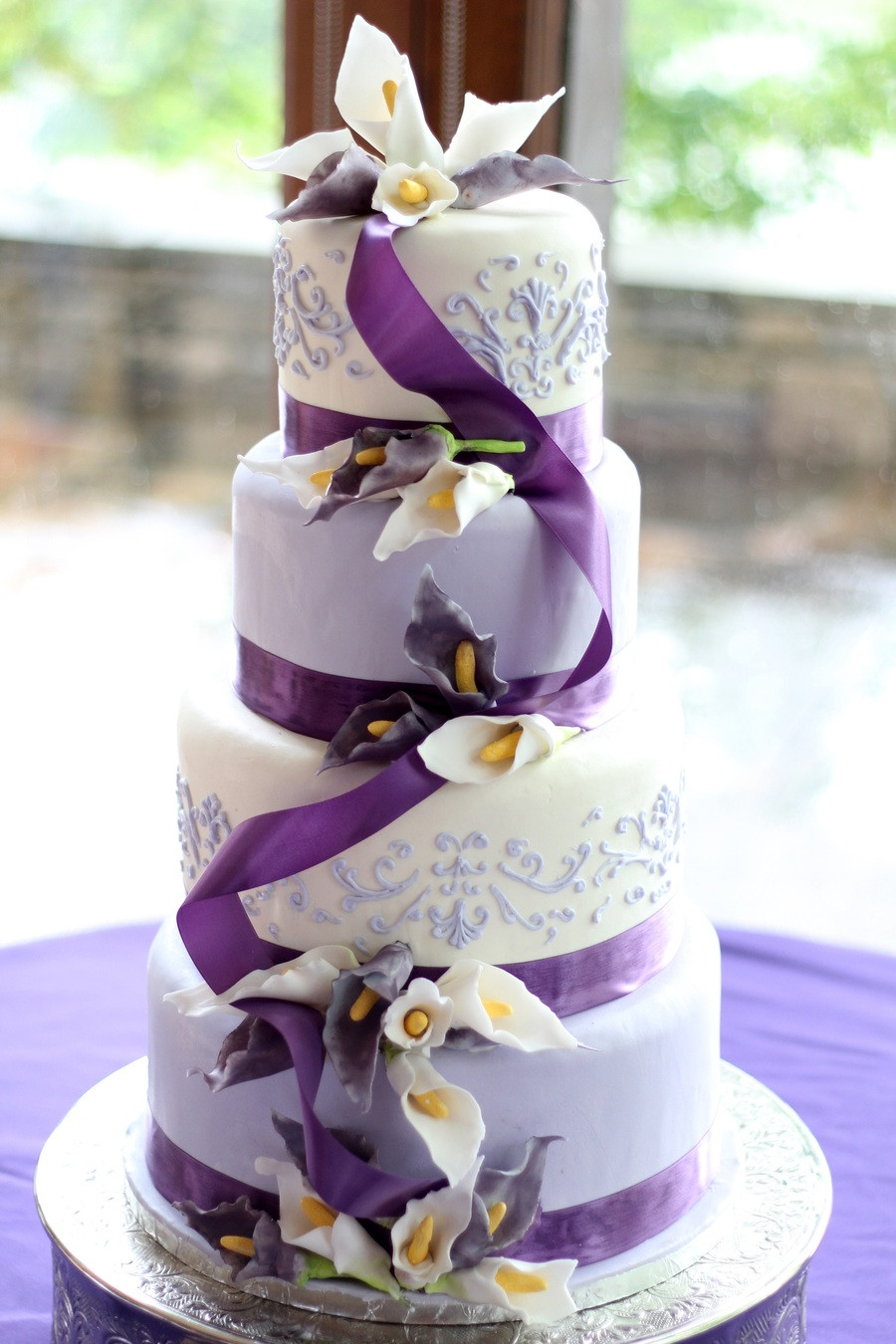 Lavender Wedding Cake
 Lavender And White Sugar Calla Lily Wedding Cake