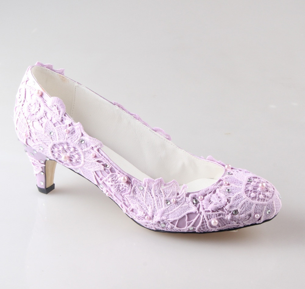 Lavender Wedding Shoes
 Handmade light purple lavender lace woman wedding party