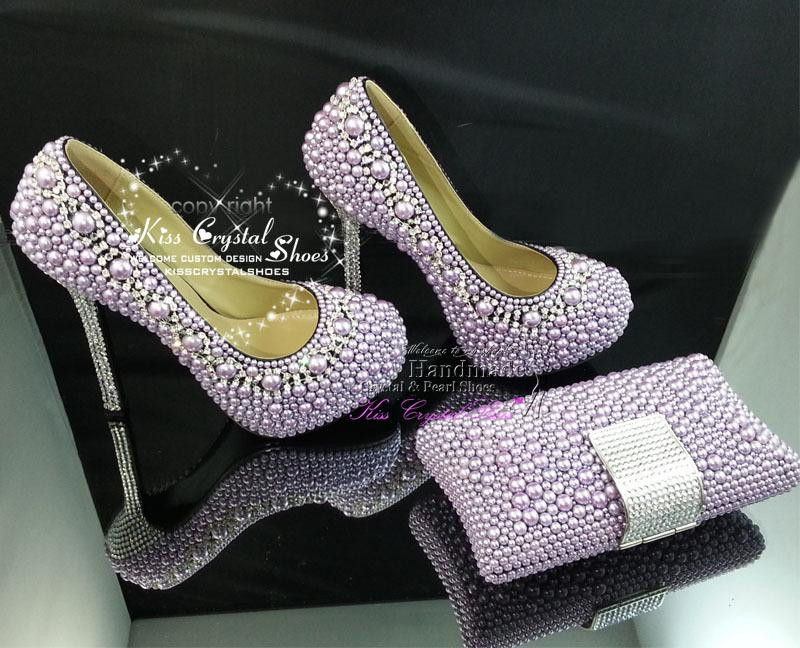 Lavender Wedding Shoes
 Wholesale Lilac Wedding Shoes Pearl With Silver Crystals