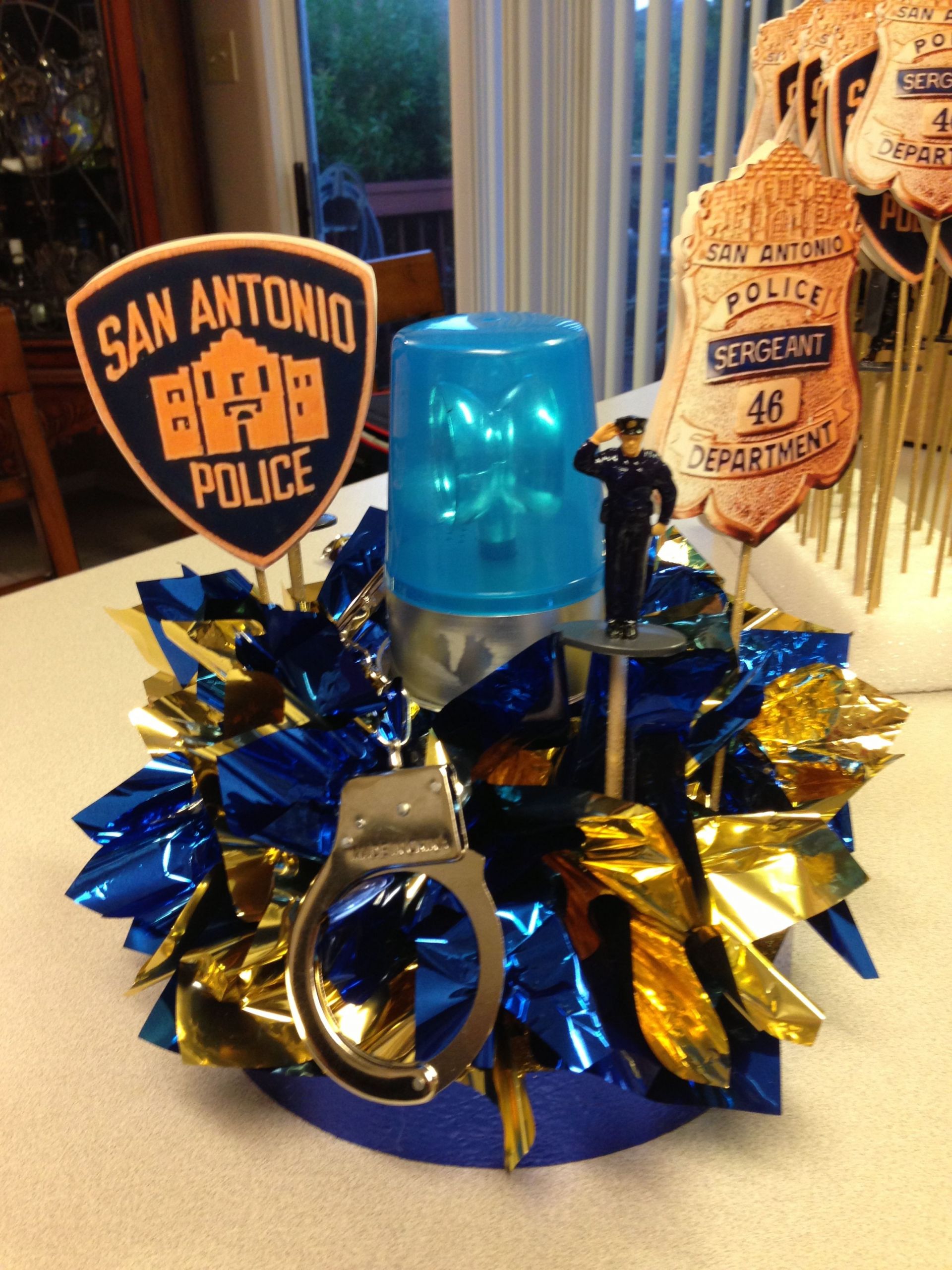 Law Enforcement Retirement Party Ideas
 Police Party DIY centerpiece for police officer retirement