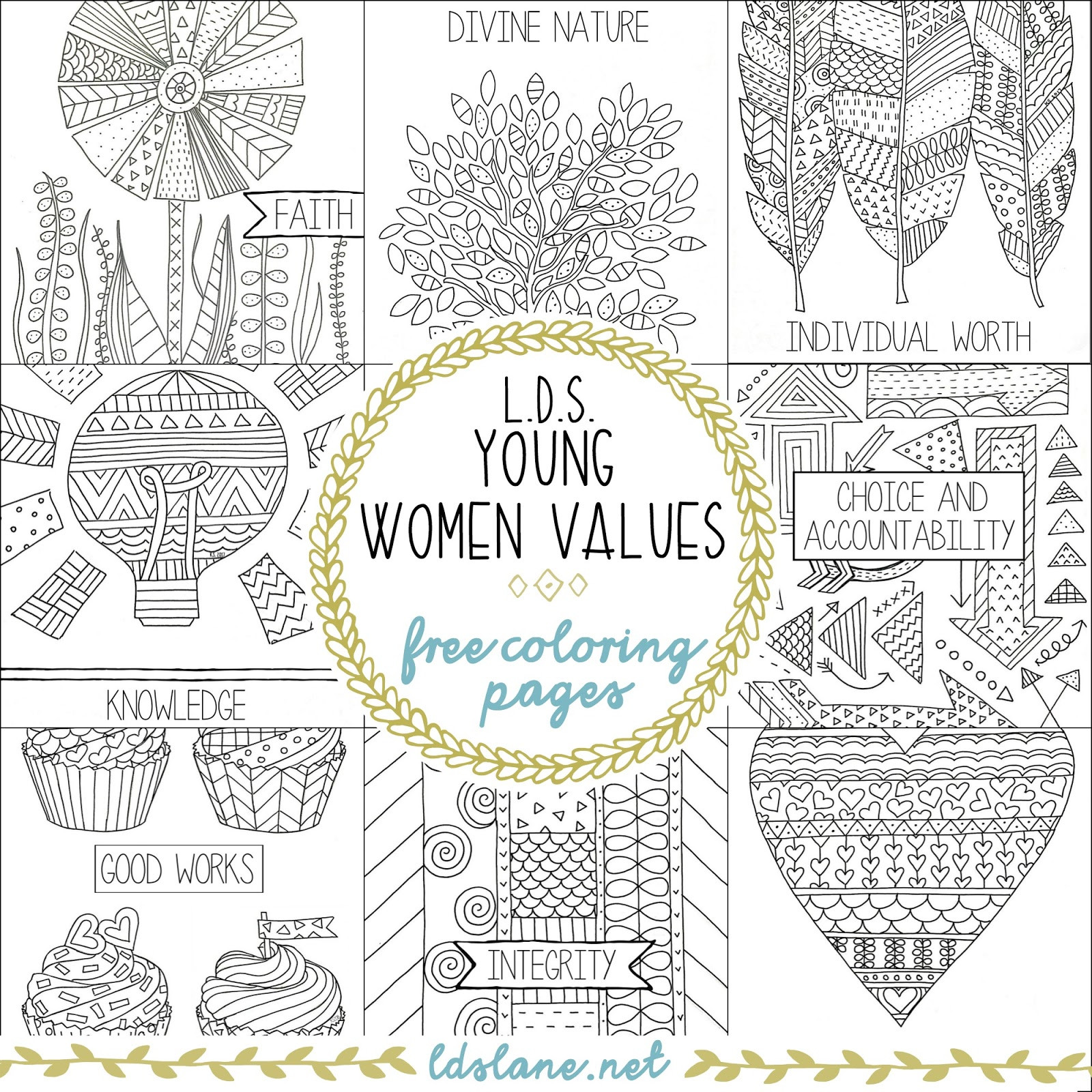 Lds Adult Coloring Pages
 LDS Young Women Values Coloring Pages