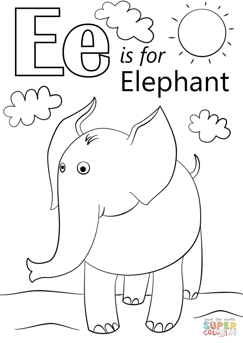 Letter E Coloring Pages For Toddlers
 Letter E is for Elephant coloring page