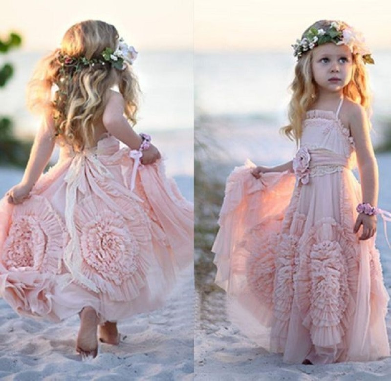 Little Girl Wedding Dresses
 Aliexpress Buy Chiffon Pink Long Halter Beach Flower