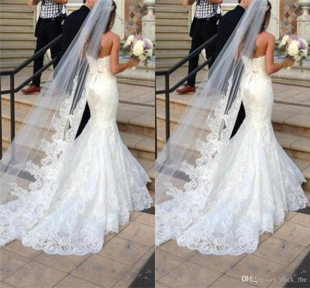 Long Wedding Veils With Lace
 Princess Wedding Veils Cheap Long Lace Bridal Veils e