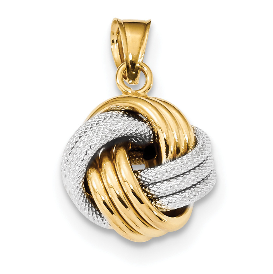 Love Knot Necklace
 14k Two Tone Yellow Gold Textured Love Knot Pendant Charm
