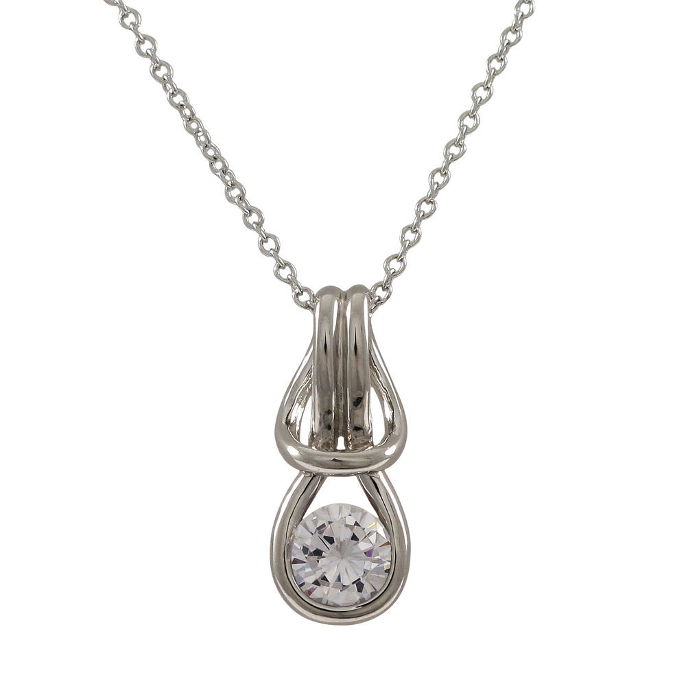 Love Knot Necklace
 Sterling Silver CZ Polished Rope Love Knot Necklace