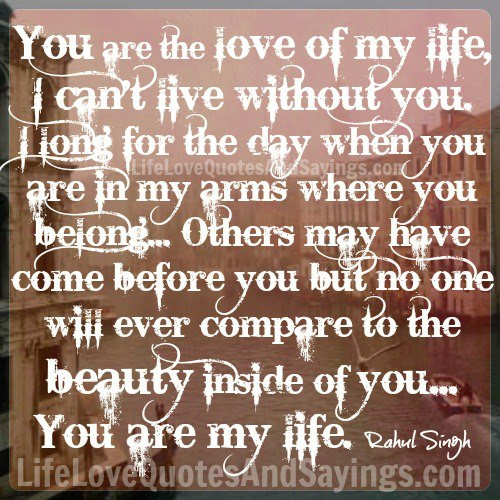 Love Of Your Life Quote
 You Are The Love My Life Quotes QuotesGram