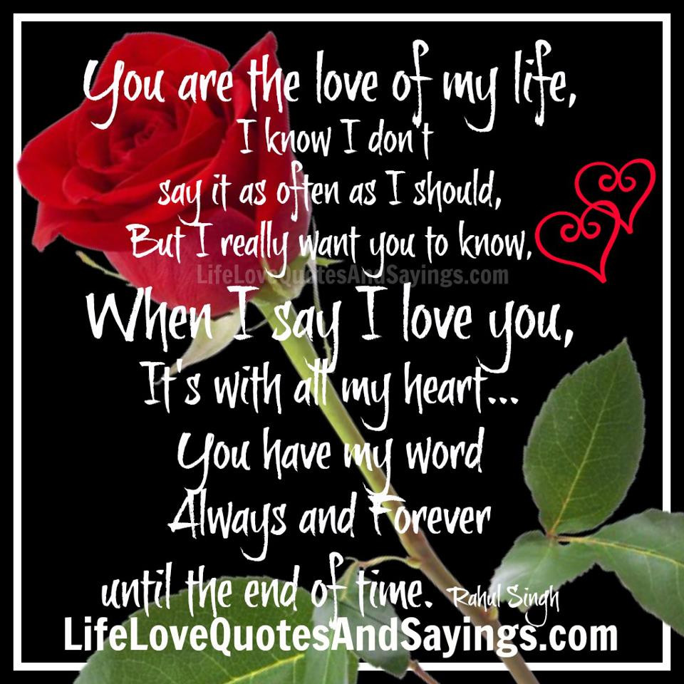 Love Of Your Life Quote
 Quotes Love My Life QuotesGram